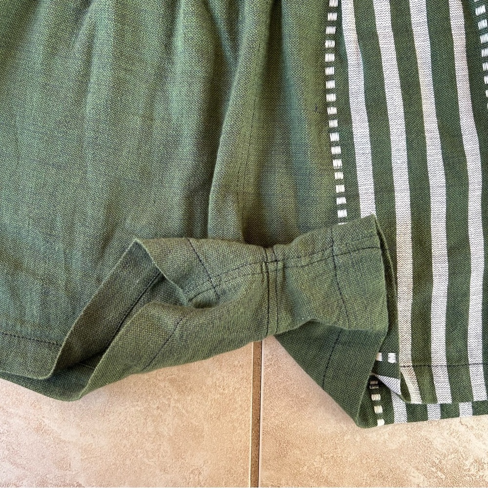 Lemlem High Waist Shorts Green White Stripes Bohemian Granola Nature Outdoor MED - Picture 3 of 7